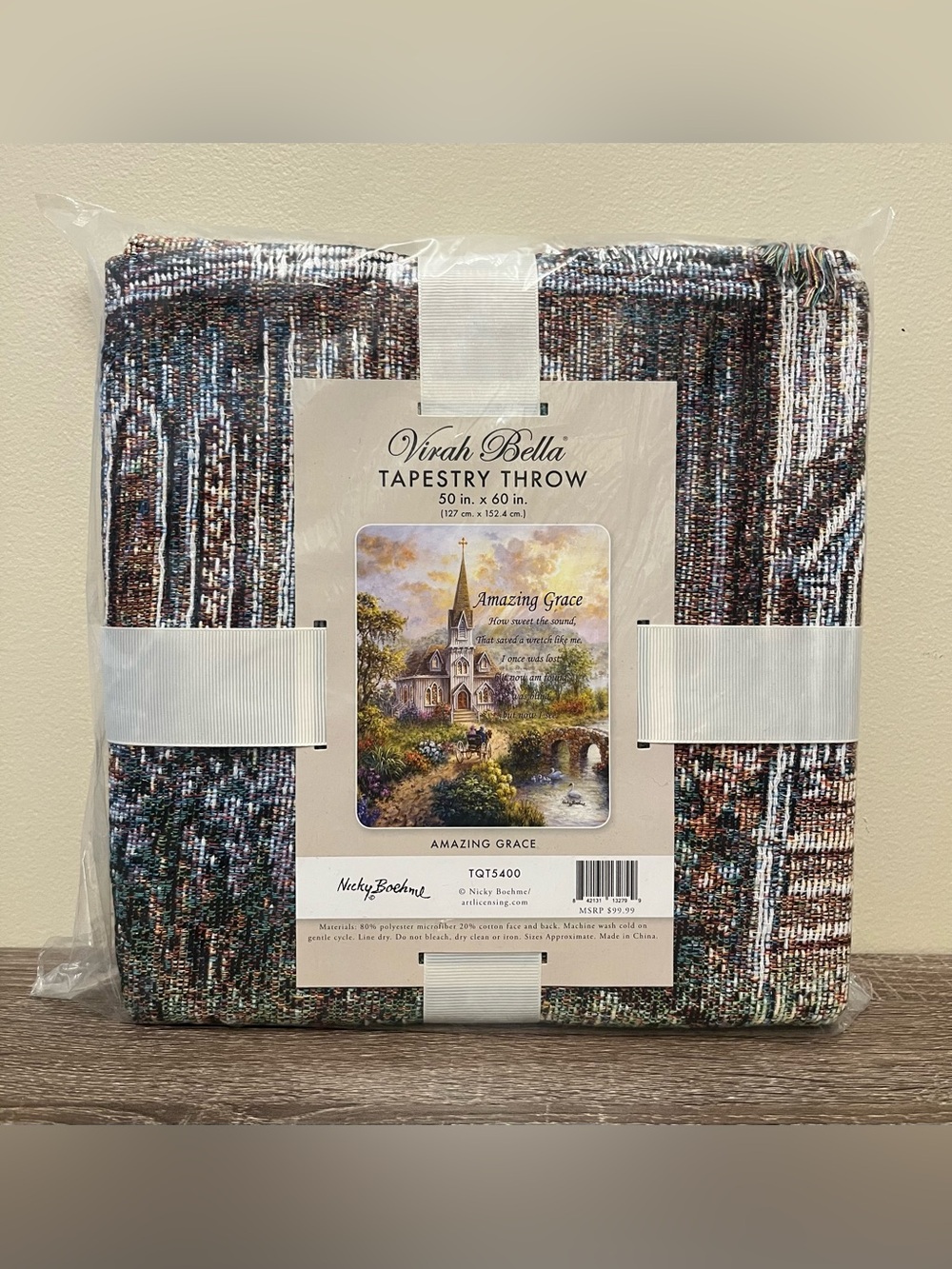 NWT $100 Virah Bella Amazing Grace Tapestry Throw 50" x 60"